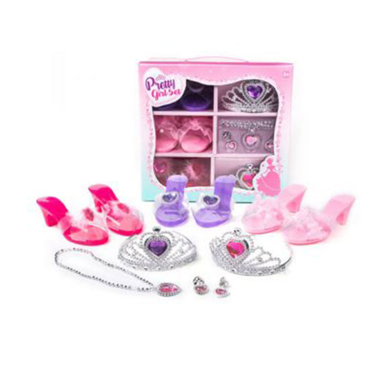 Pretty Girl 3 Pairs Shoes and Tiara Set