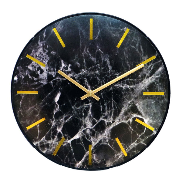 Leni Marble Look Clock 30cm (Black)