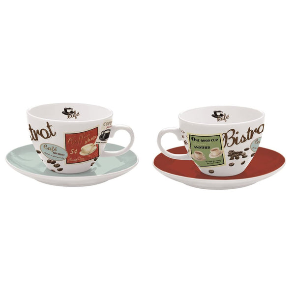 Vintage Cappuccino Cup and Saucer Set 2pc