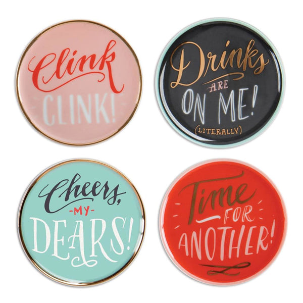 Ladyfingers Letterpress High Five Porcelain Coaster Set