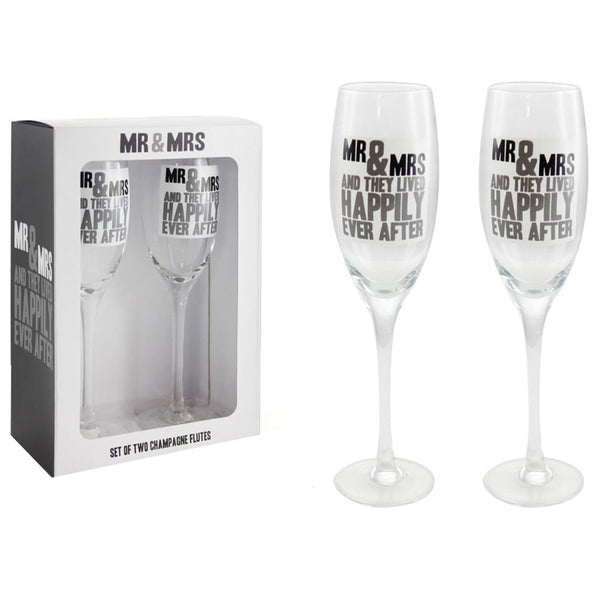 Mr and Mrs Happy Champagne Flute