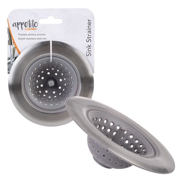 Appetito Stainless Steel & Silicone Sink Strainer (Grey)