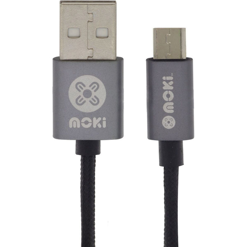 Moki punottu mikro-USB Syncharge -kaapeli (musta)