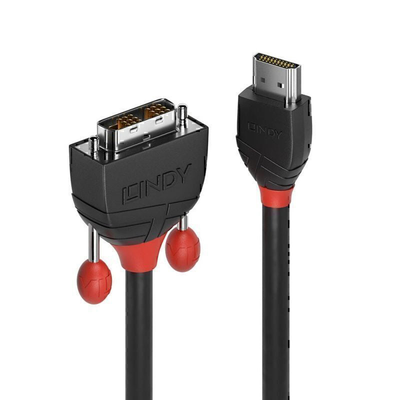 Lindy HDMI DVI-D-kaapelimusta viiva