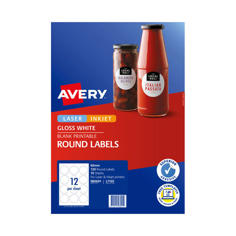 Avery -pyöreät etiketit 60 mm 12UP 10pk