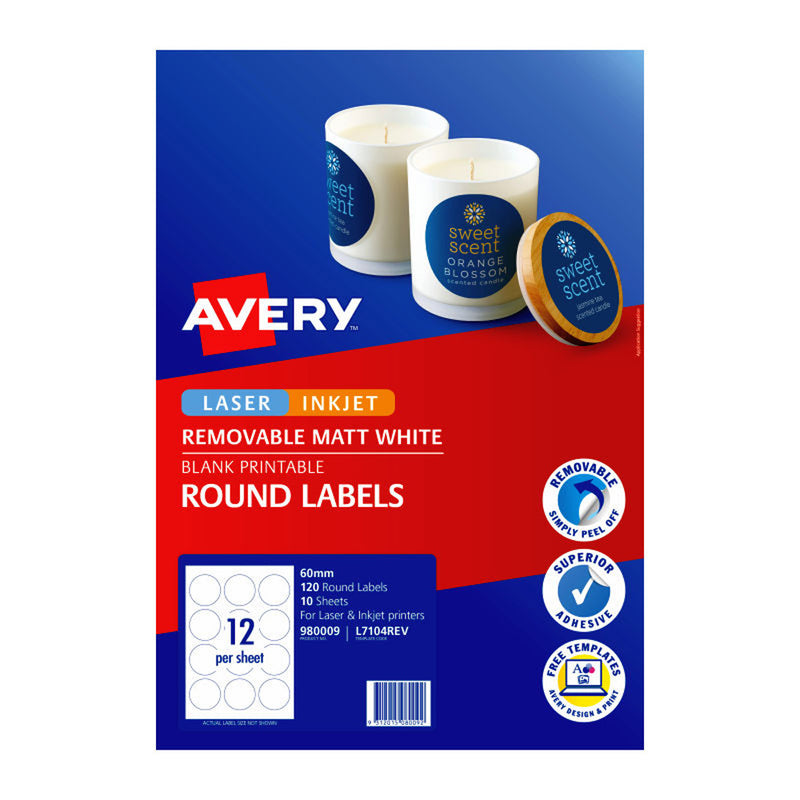 Avery -pyöreät etiketit 60 mm 12UP 10pk