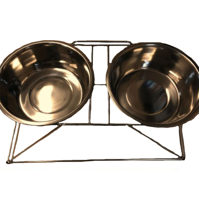 2 Bowls Pet Feeder with High Stand 1.75L