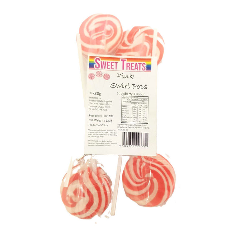 Sweet Treats Bagged Swirl Pops 4pk (120g)