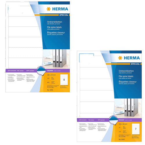 Herma File Spine Opaque Labels A4 100pc (White)