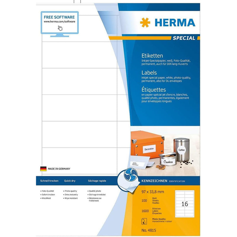 Herma Inkjet Labels A4 100pc (White)