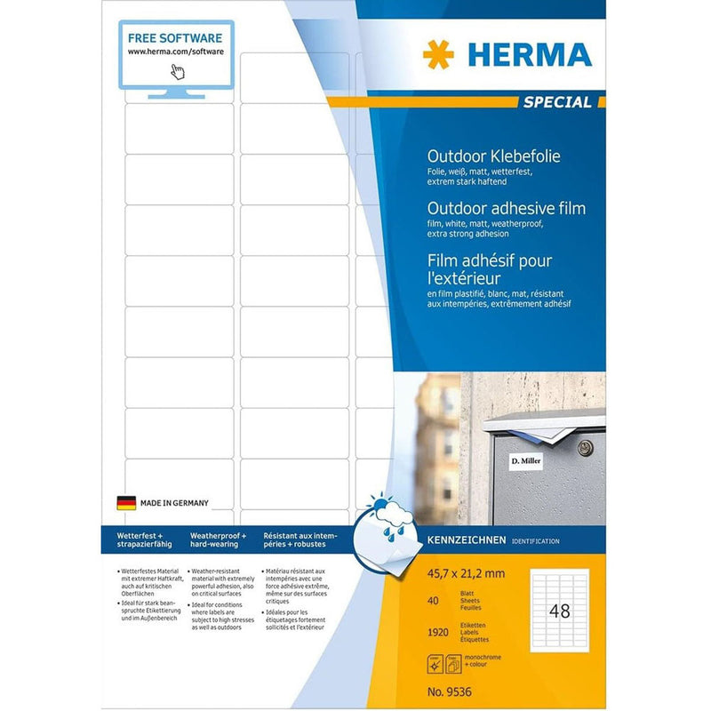 Herma Outdoor Film Labels A4 40pc (White)