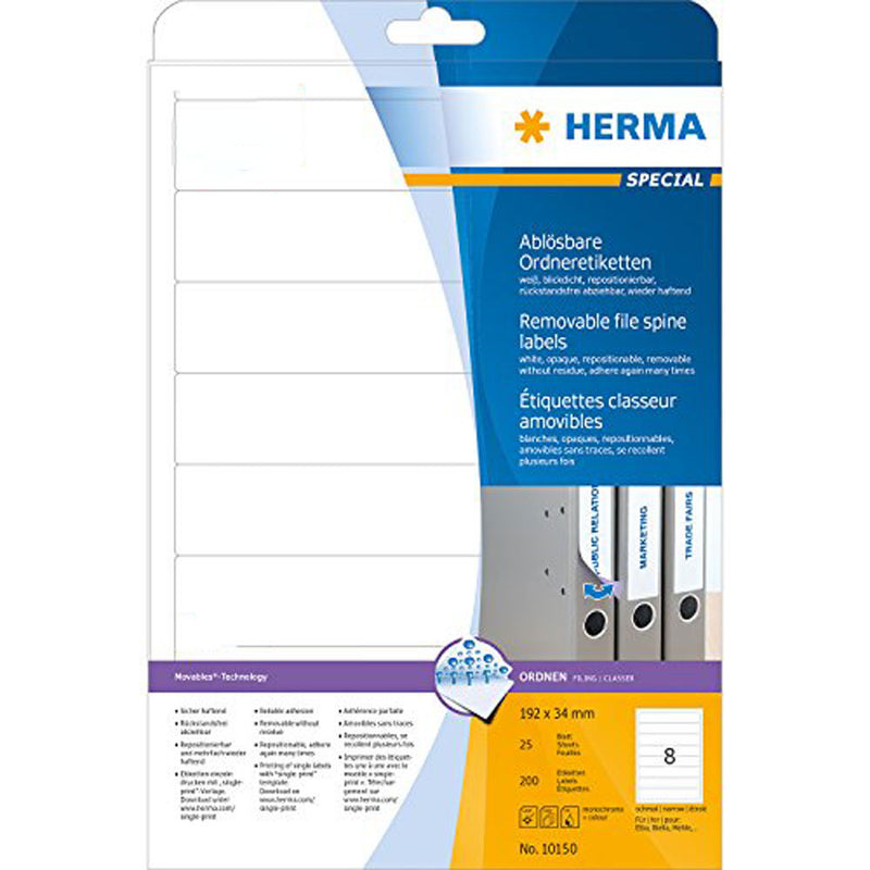 Herma Removable File Spine Labels A4 25pc