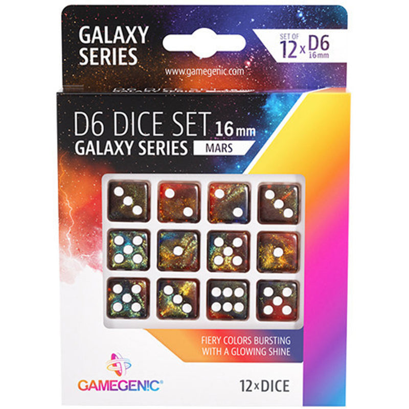 Gamegenic Galaxy -sarja D6 -noppajoukko 16 mm (12kpl)