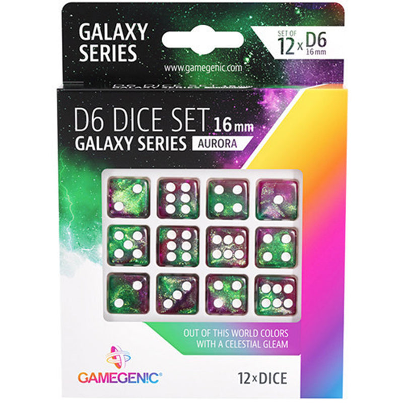 Gamegenic Galaxy -sarja D6 -noppajoukko 16 mm (12kpl)