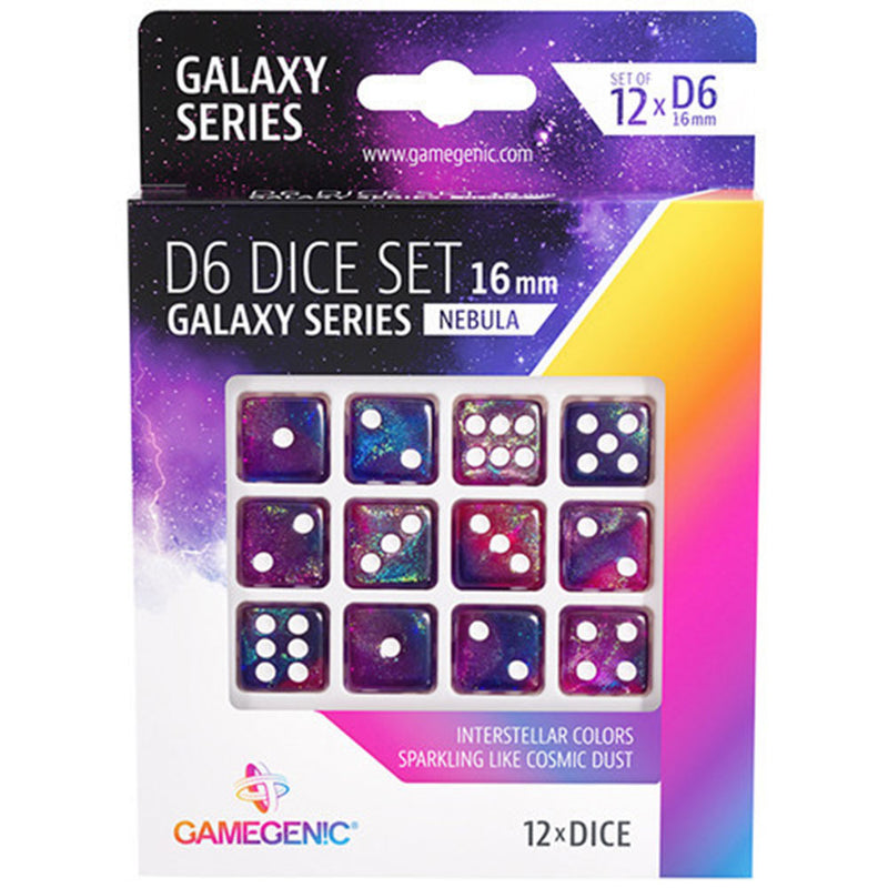 Gamegenic Galaxy -sarja D6 -noppajoukko 16 mm (12kpl)