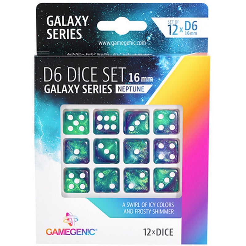 Gamegenic Galaxy -sarja D6 -noppajoukko 16 mm (12kpl)