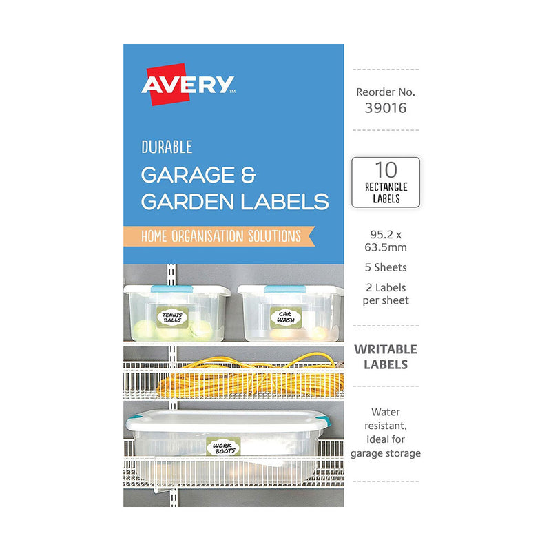  Avery beschreibbare Garagenetiketten, 10 Stück (95 x 64 mm)