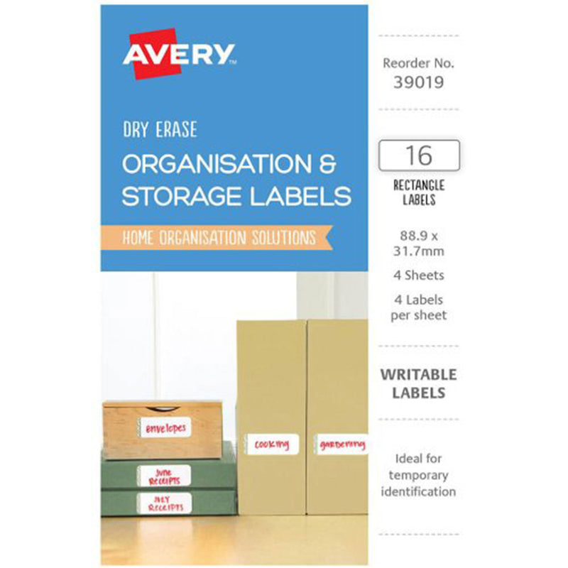 Avery Erase Organisera etiketter 16st (89x32mm)