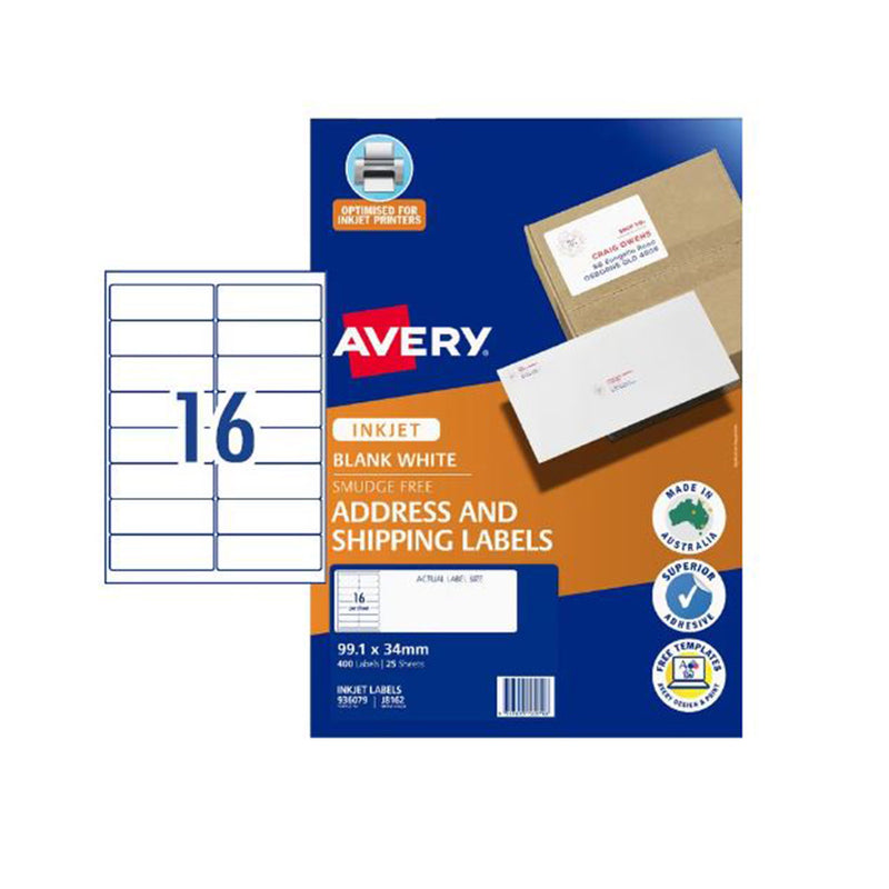 Avery Inkjet Adressetikett 25st