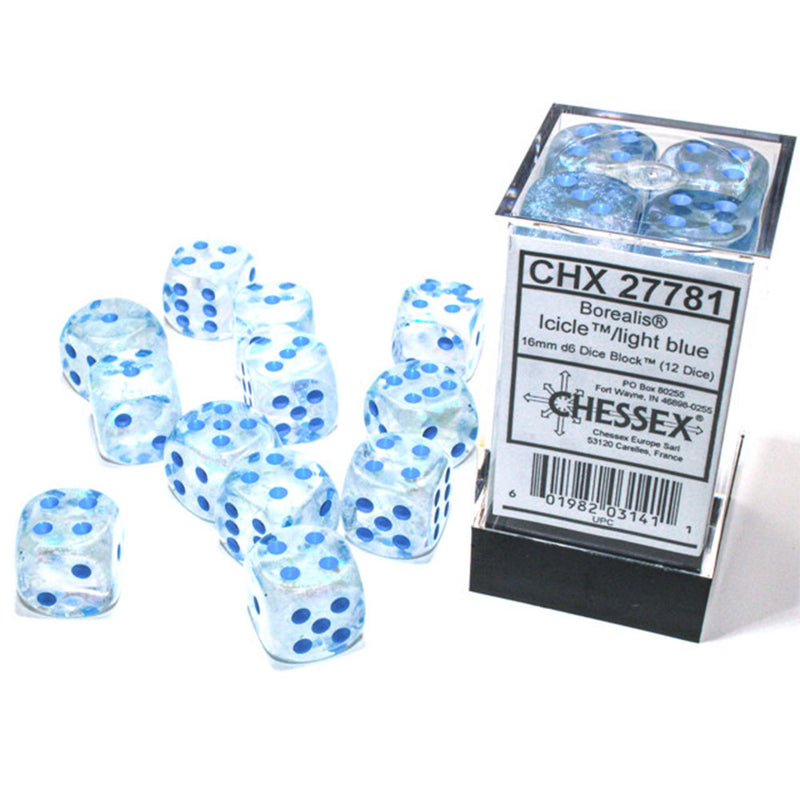 Borealis Chessex 16 mm D6 Luminary Dice Block