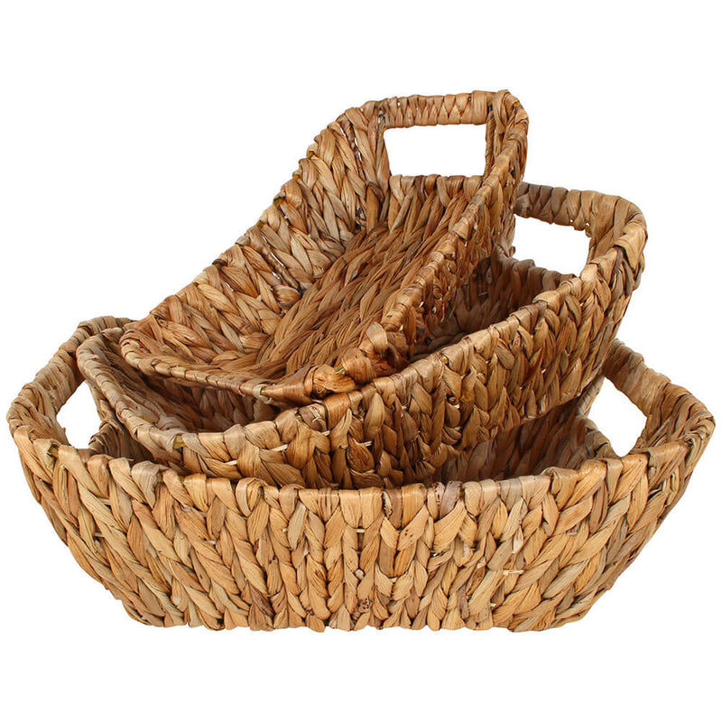 Hyace -uppsättning av 3 rektangel Hyacinth & Wire Basket