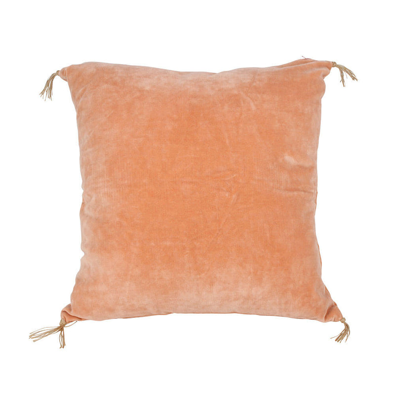 Kael Velvet Cushion with Tassels Peach (50x50cm)