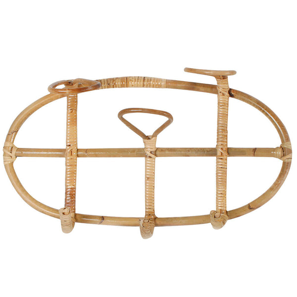 Sampa 3 Hook Rattan Wall Coat Rack (41x21cm)