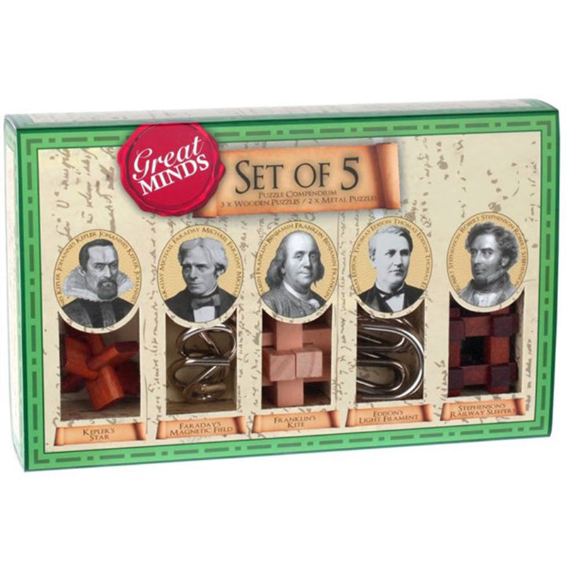 Great Minds Wood & Metal Brainteaser Puzzle 5kpl