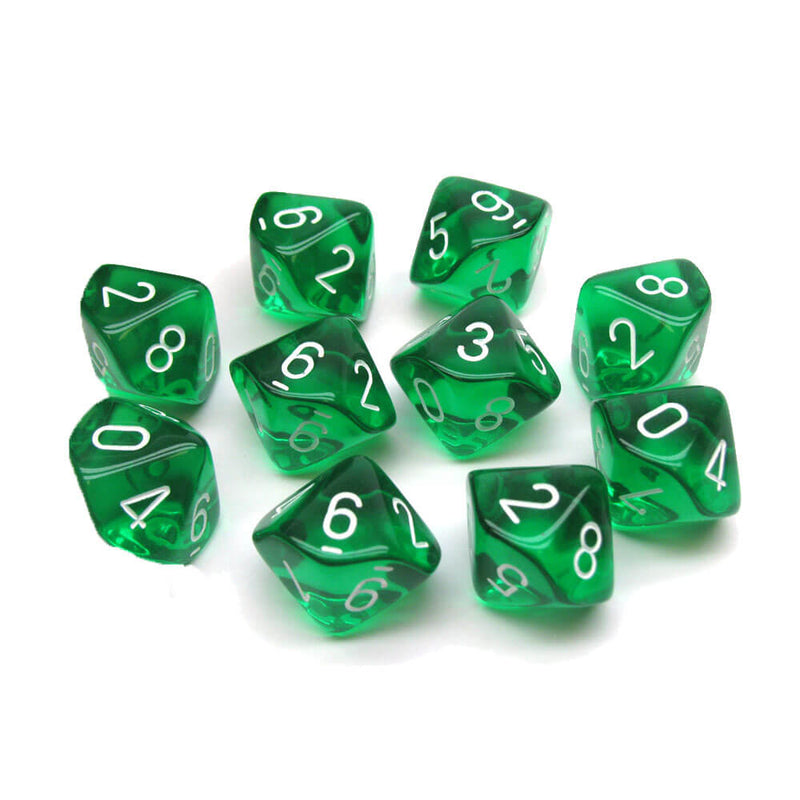 Chessex D10 Polyhedral 10-teiliges durchscheinendes Set