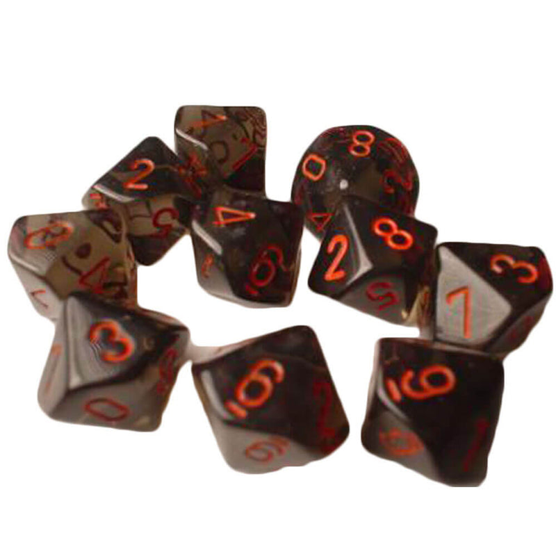 Chessex D10 Polyhedral 10-teiliges durchscheinendes Set