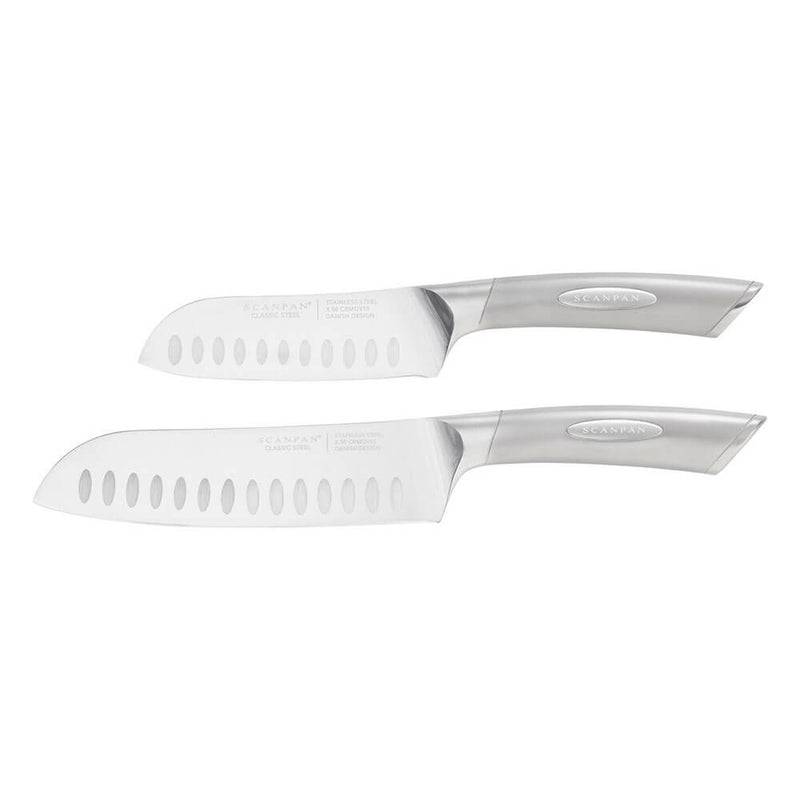 Scanpan -klassinen ruostumattomasta teräksestä valmistettu Santoku -veitsi