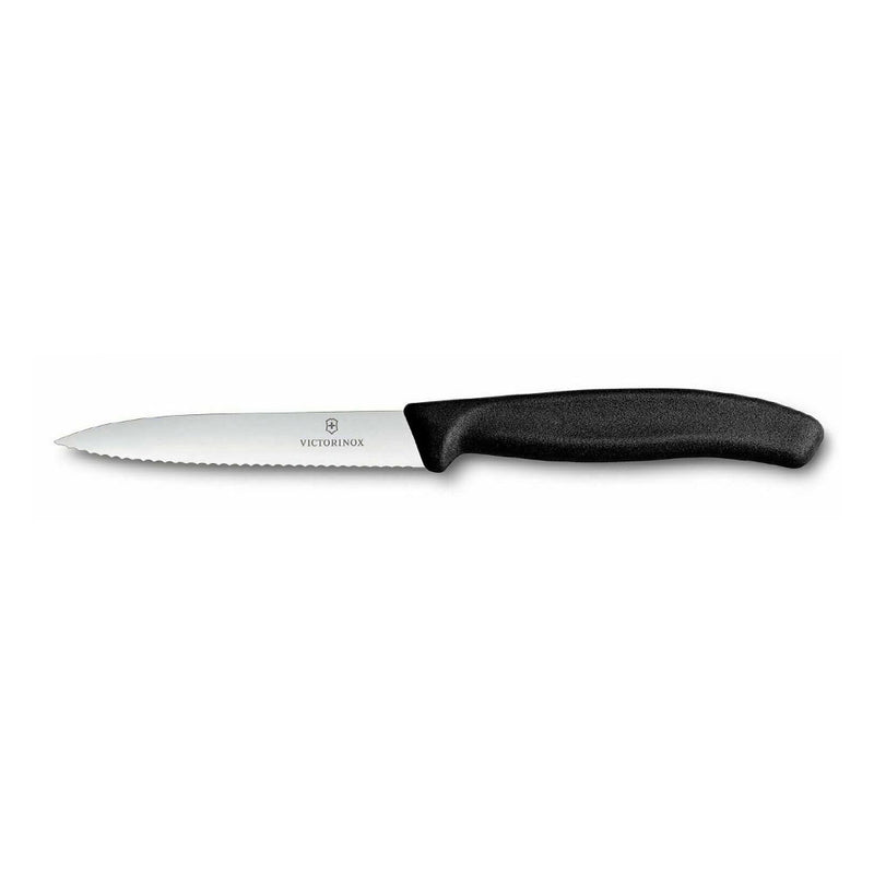 Victorinox Schälmesser mit spitzer Spitze und Wellenschliff, 10 cm