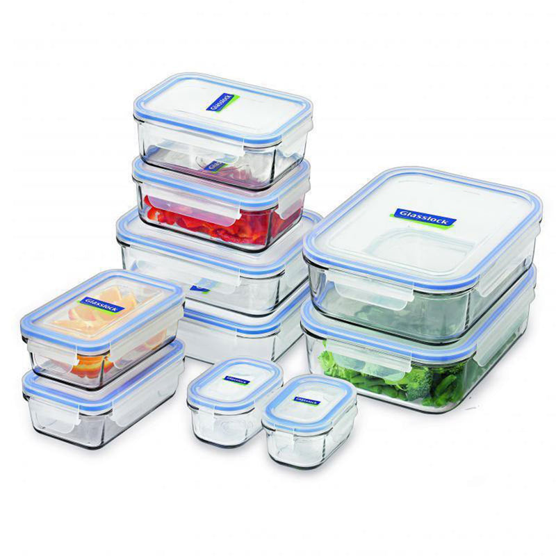 Glasslock Tempered Glass Food Container Set (Blue)