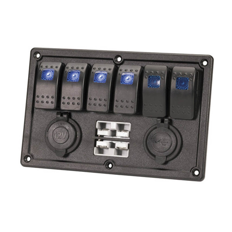 Upplyst switchpanel med USB & Battery Plugs