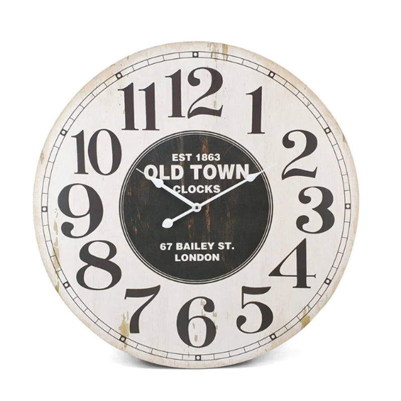 Classical Old Town Large Wooden Analog Wall Clock