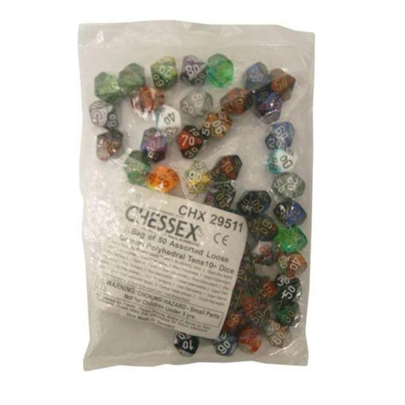 D10 TENS DICE BORDED LOOK POLY (50 DICE)