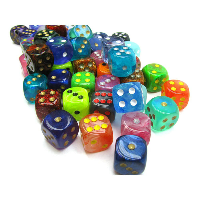 D6 DICE BORDED LOOSE 16mm (50 DICE)