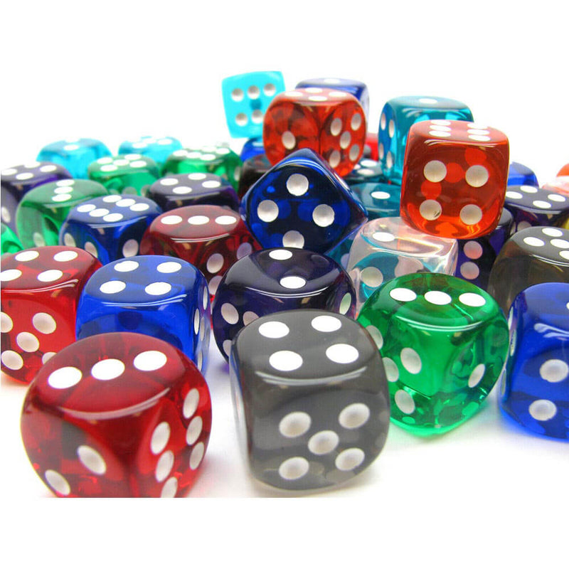 D6 DICE BORDED LOOSE 16mm (50 DICE)