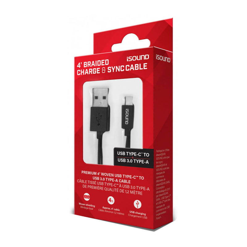 ISOOND USB-C Braided Charge & Sync -kaapeli (musta)