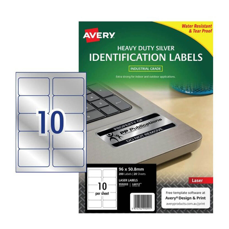 Avery Heavy Duty Laser Label Silver 20pk