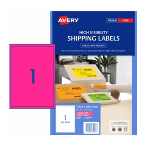 Avery High Visibility Shipping Label 25pk 1/sheet