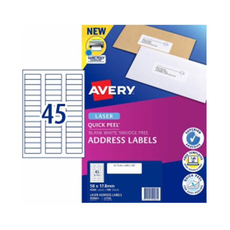 Avery Laser -osoitteen etiketti White (100PK)