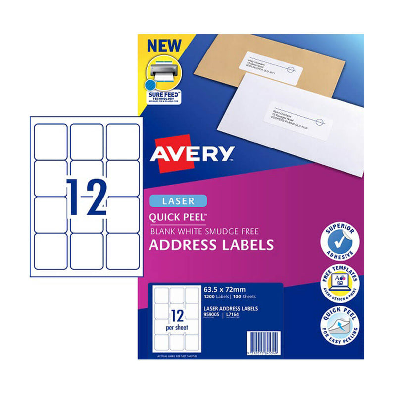 Avery Laser -osoitteen etiketti White (100PK)