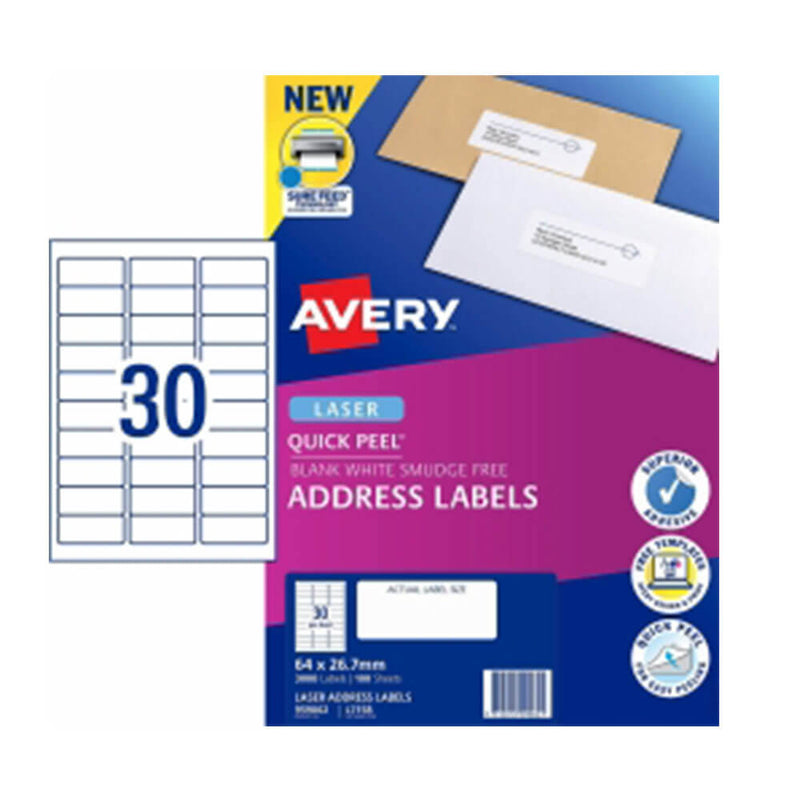 Avery Laser -osoitteen etiketti White (100PK)