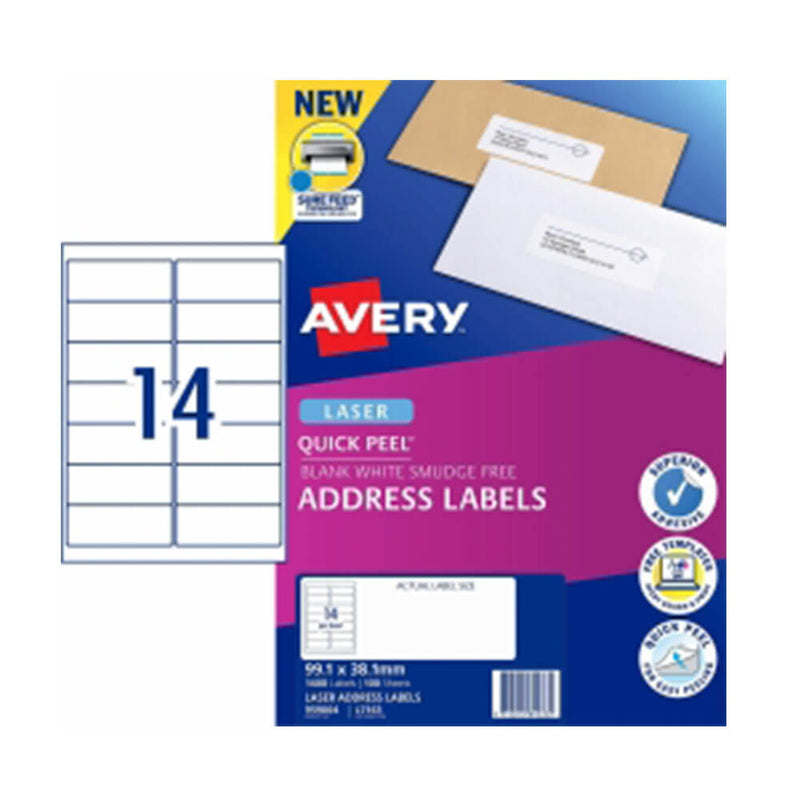 Avery Laser -osoitteen etiketti White (100PK)