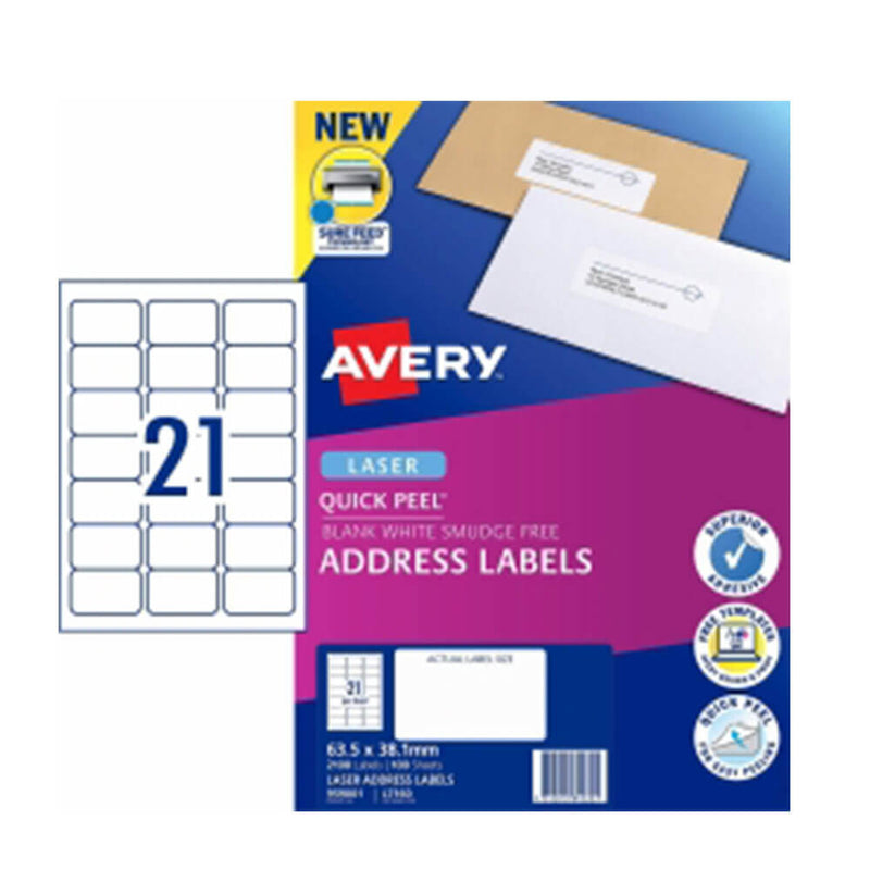 Avery Laser -osoitteen etiketti White (100PK)