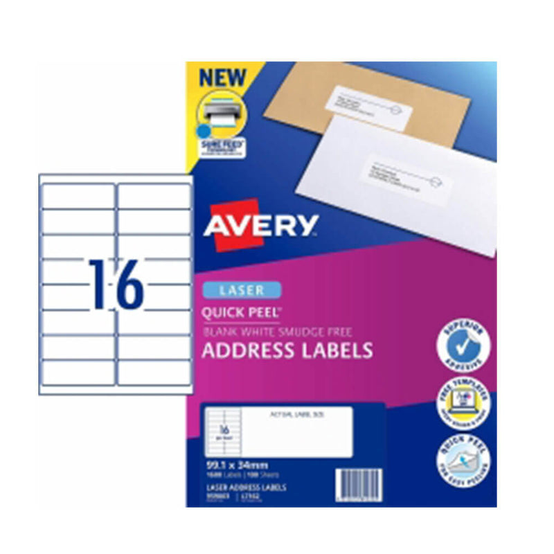 Avery Laser -osoitteen etiketti White (100PK)