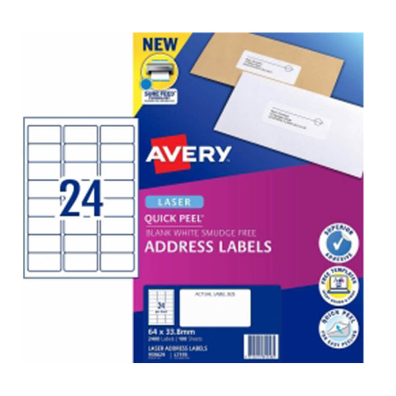 Avery Laser -osoitteen etiketti White (100PK)