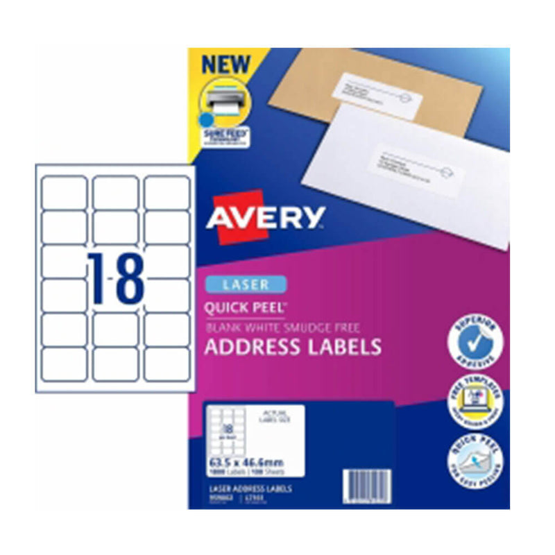 Avery Laser -osoitteen etiketti White (100PK)