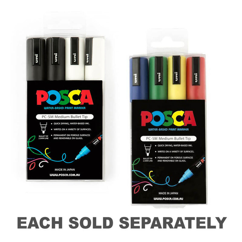 Uni Posca 2.5mm Tip Marker Assorted (4pk)